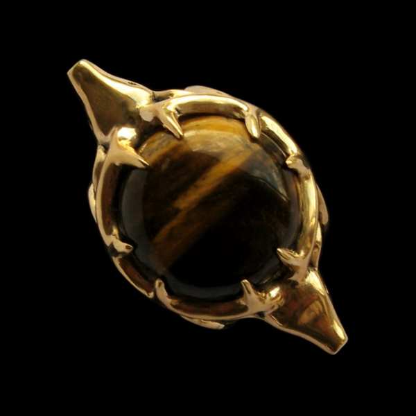 bague cerf à cabochon jaspe ou oeil de tigre