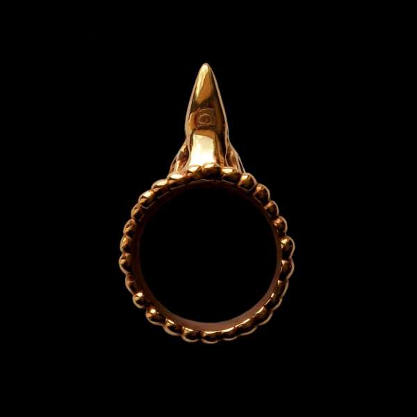 bague crâne de corbeau bronze jaune
