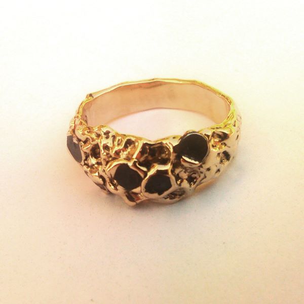 bague bronze jaune cloutée