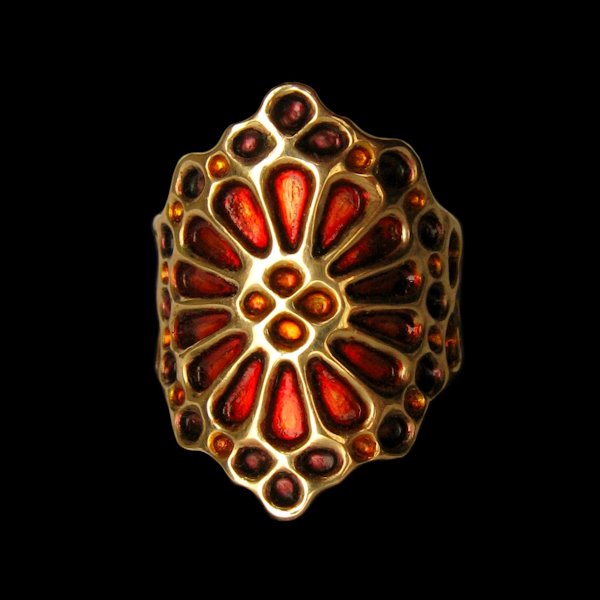 bague vitrail coloré bronze jaune
