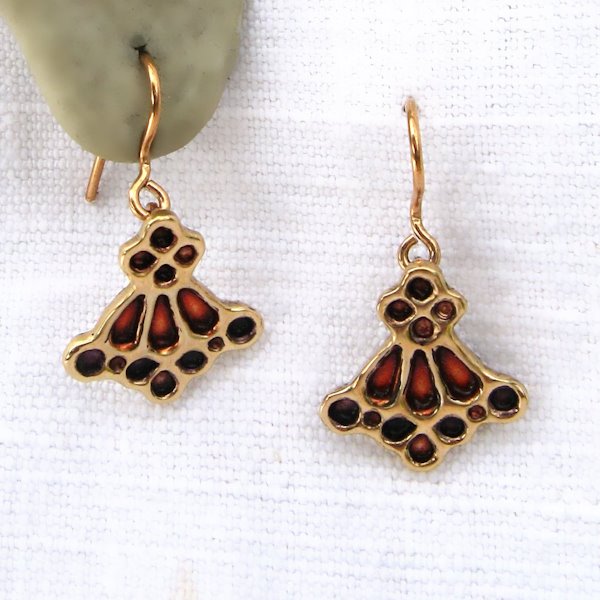 boucles d'oreilles vitrail coloré bronze jaune